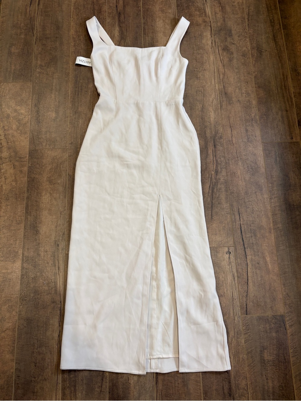 Babaton Cream Square-Neck Maxi Dress with Front Slit